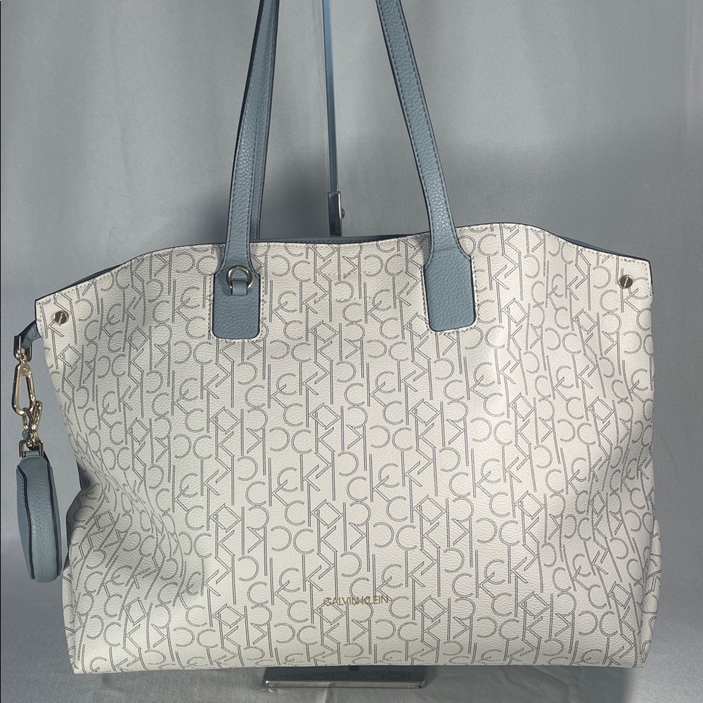 Calvin Klein Signature White and Blue Tote, Large